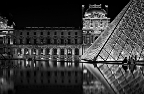black and white pictures of paris. lack and white, Louvre, Paris