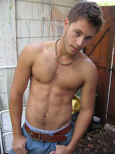  shirtless necklace chest hairy jeans stud