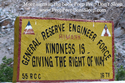 This image was taken when going from Leh to Kargil via Batalik To get these images in your inbox every day or week, click here to subscribe.
Would you like to give this image a caption? Add to the comments. And if you have any funny road or shop signs you would like to contribute to this blog, send them to mail@kunzum.com. Full attribution will be given.
Click on the image to go to Kunzum.com, our travel blog mag.