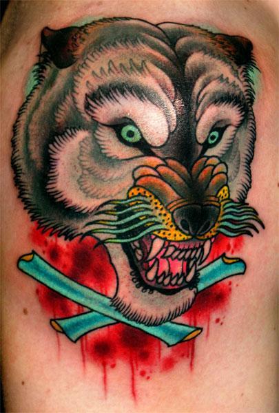  neotraditional tattoo wolf tattoo