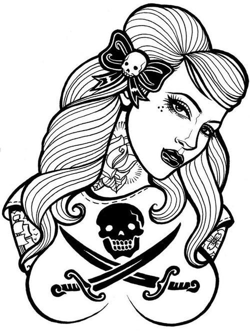 Tagged girl illustration knife lady sailor tattoo whitney lenox 