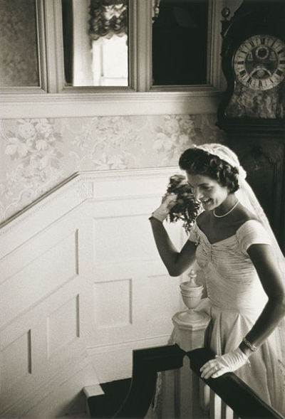  Jacqueline Kennedy throwing the bouquet of flowers after her wedding to 