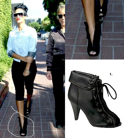 GET THE LOOK: Rihanna last year at fred segal wearing Chanel sunglasses and Alexander Mcqueen zip ankle boots which cost between $300 to $600. I found similar ones to this make by New Look &#8216;Zip ankle Boot&#8217; for £25.00 you can purchase them HERE