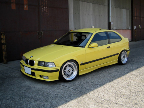 This E36 318ti with M3 bumpers on BBS mesh looks dope