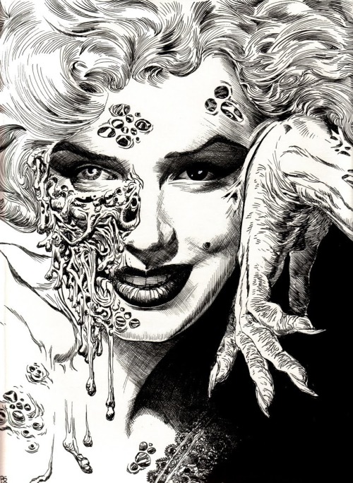 ZombieMarilyn Monroe Illustration Drawing Black and White