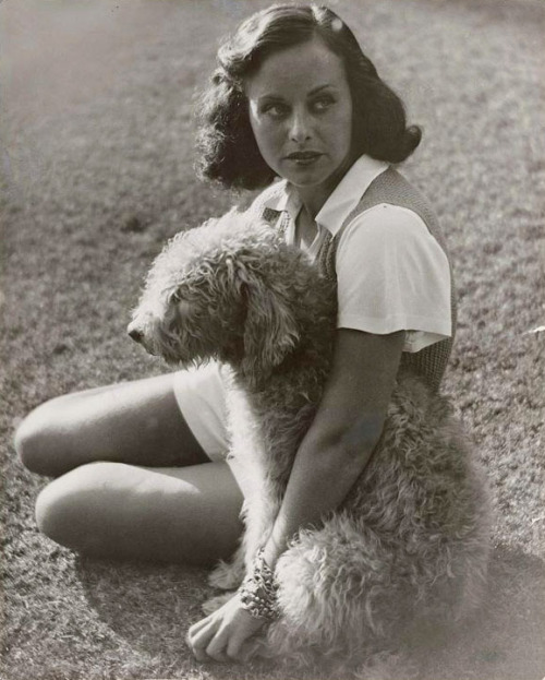 Paulette Goddard and dog Hollywood 1937 by Martin Munk csi via ICP