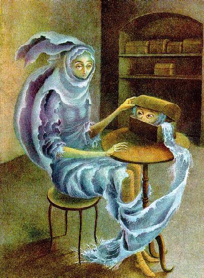 Remedios Varo: Encounter - oil on canvas; a painting from 