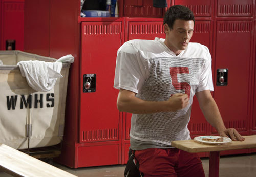 GLEE: Finn (Cory Monteith) prays to a sandwich in the &#8220;Grilled Cheesus&#8221;  episode of GLEE airing Tuesday, Oct. 5 (8:00-9:00 PM ET/PT) on FOX.  ©2010 Fox Broadcasting Co. CR: Adam Rose/FOX HQ: http://img832.imageshack.us/img832/425/203gleeep203sc22016.jpg