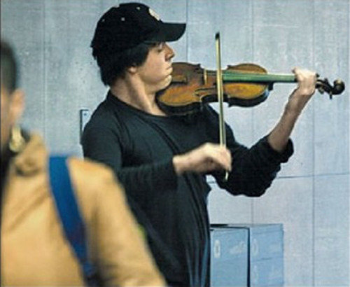 nofuckthat:

Washington, DC Metro Station on a cold January morning in 2007. The  man
 with a violin played six Bach pieces for about 45 minutes. During  that
 time approximately. 2 thousand people went through the station,  most 
of them on their way to work. 
4 minutes later:The violinist received his first dollar: a woman threw 
the money in the hat and, without stopping, continued to walk.
6 minutes:A young man leaned against the wall to listen to him, then 
looked at his watch and started to walk again.
10 minutes:A 3-year old boy stopped but his mother tugged him along 
hurriedly.  The kid stopped to look at the violinist again, but the 
mother pushed  hard and the child continued to walk, turning his head 
all the time.  This action was repeated by several other children. Every
 parent,  without exception, forced their children to move on quickly.
45 minutes:The musician played continuously.  Only 6 people stopped and 
listened  for a short while. About 20 gave money but continued to walk 
at their  normal pace.  The man collected a total of $32.
1 hour:He finished playing and silence took over. No one noticed. No one
 applauded, nor was there any recognition.
No one knew this, but the violinist was Joshua Bell, one of the  
greatest musicians in the world. He played one of the most intricate  
pieces ever written, with a violin worth $3.5 million dollars. Two days 
 before Joshua Bell sold out a theater in Boston where the seats 
averaged  $100.
This is a true story. Joshua Bell playing incognito in the metro  
station was organized by the Washington Post as part of a social  
experiment about perception, taste and people’s priorities.
The questions raised:*In a common place environment at an inappropriate 
hour, do we perceive beauty?
*Do we stop to appreciate it?
*Do we recognize talent in an unexpected context?
One possible conclusion reached from this experiment could be this:
If we do not have a moment to stop and listen to one of the best  
musicians in the world, playing some of the finest music ever written,  
with one of the most beautiful instruments ever made…
How many other things are we missing?

This is absolutely incredible. And sad. Mostly sad because as a 
musician, I wonder if I would even recognize what was happening had I 
passed by.