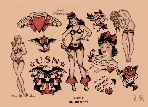 vintagegal Sailor Jerry flash Tagged art sailor jerry tattoo Flash