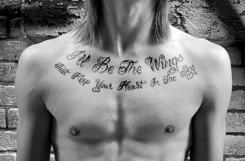 Tagged tattoo body boy chest lettering black and white Notes 549