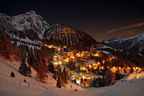 silent-night-snow-fall:This reminds me of the scene in Monsters Inc. where they get pushed out the door and end up in like the Himalayas and they see that town all lit up and make a sled and go to it.. Yeah.May Your Days Be Merry And Bright