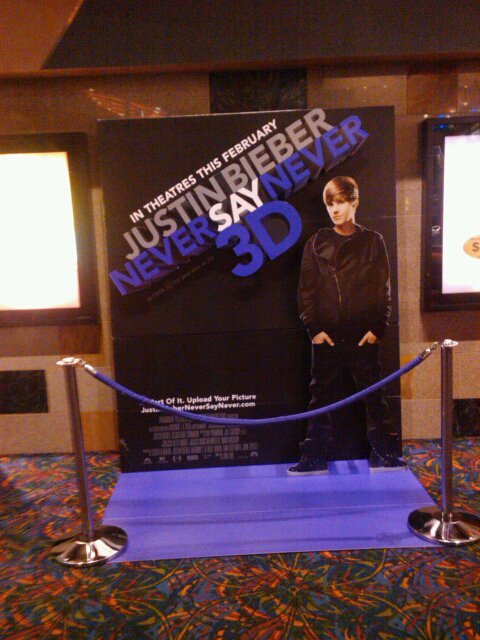 justin bieber cardboard cutout never say never. There#39;s a Justin Bieber card