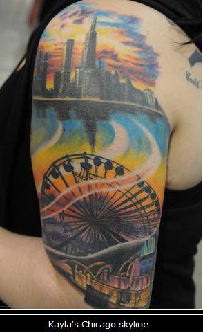 Seattle Tattoos on Fuck Yeah  Tattoos      Chicago Skyline  Navy Pier Ferris Wheel