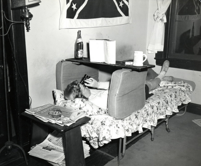 blackandwtf: 1951 A student 'studies' in her dorm room. via Vassar College