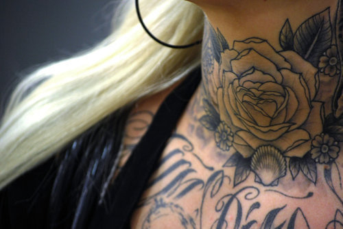Neck Rose Tattoo