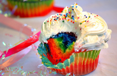 Cupcake arco-íris! *_*