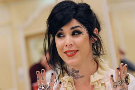 Kat Von D presenting her book The Tattoo Chronicles in Berlin