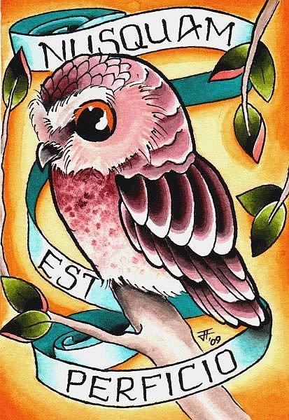 Tagged tattoo tattoo flash painting owl Notes 40