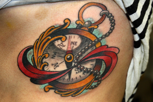 Here's a compass I did tonight on Caitlyn, who has the camera tattoo on her 