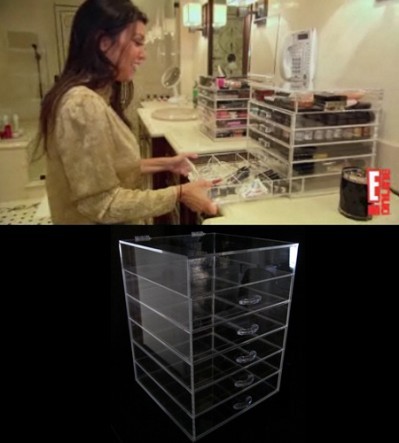 Kim Kardashian Make up storage! 
I wanted one after i saw it on the show, you can buy the exact same one from Starlets &amp; Harlets for $290 each. I totally need one alternatively buy some acrylic storage from muji, that&#8217;s what I&#8217;m using at present. 
photo via celebritybuzz