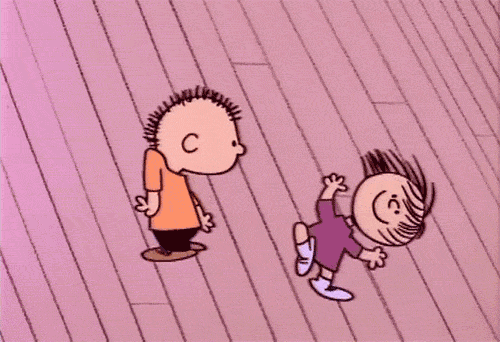 animated gif of Peanuts characters dancing