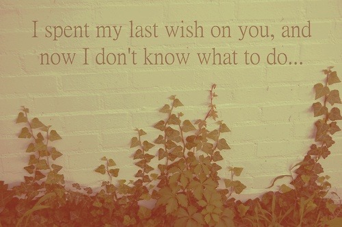 spent my last wish on you, and now I donâ€™t know what to do