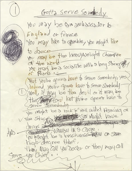 Bob+dylan+handwritten+lyrics