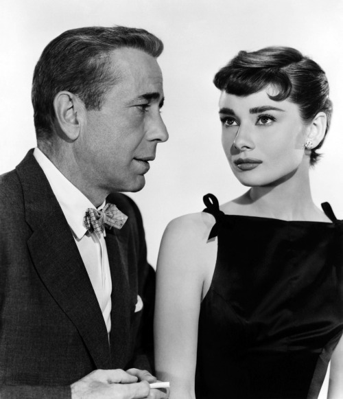 theniftyfifties Humphrey Bogart and Audrey Hepburn for Sabrina 1954 