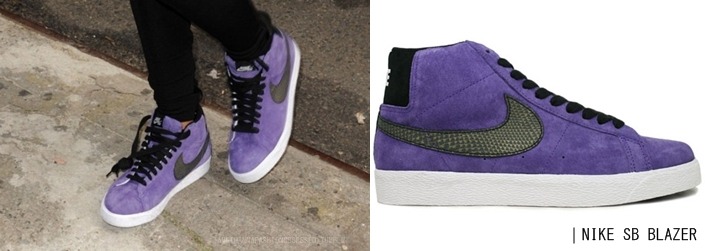 Rihanna in Nike SB Blazer Sneakers in Purple. Different ranges are available online and also in retail stores. You can see a similar item here
