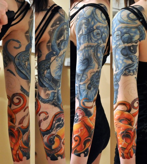 My cephalopod 3 4 sleeve a memorial for my mother The progress photos were