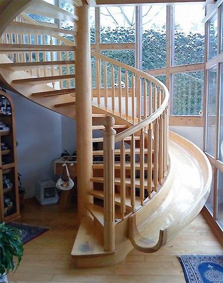 yes i want a slide in my house! reminds me of this post
