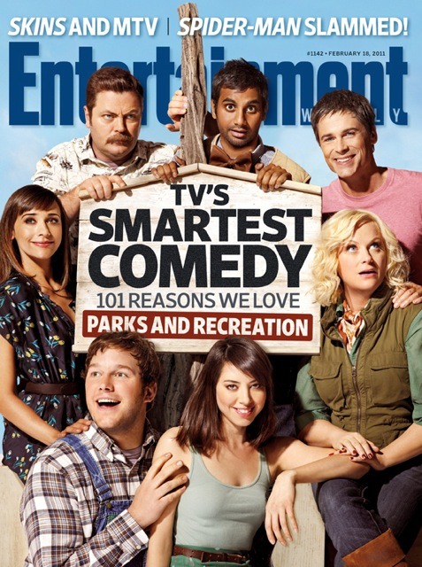 Thanks to EW for this really nice piece about Parks and Recreation. Issue out Friday. Parks is brand new tonight at 930 on NBC with an episode titled RON AND TAMMY 2. If you want to see Ron Swanson get cornrows and punch out a glass door, I would recommend watching. I hear its one of our best episodes.