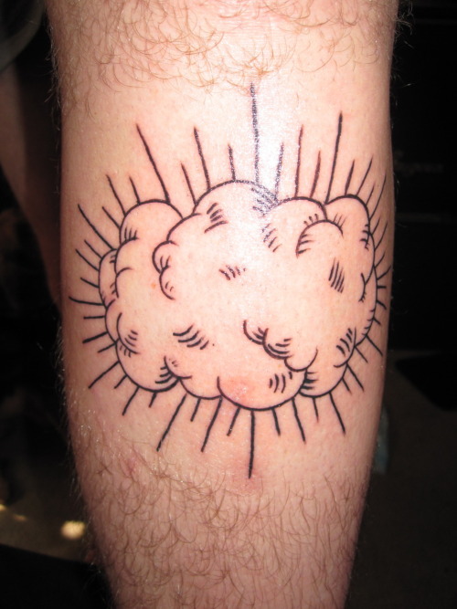 This is my 2 day old cloud tattoo on my shin