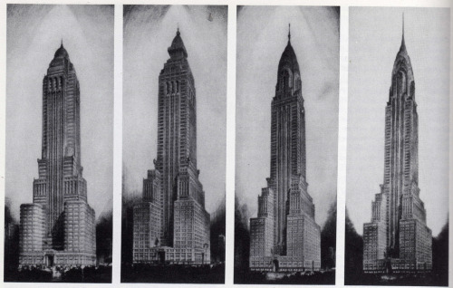

William Van Alen’s evolution of the Chrysler Building, 1928-29, New York
