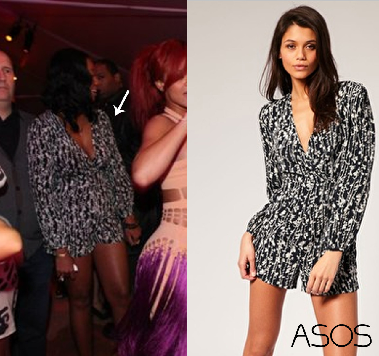 Melissa is also on point with her style! even though this is a Rihanna page, I&#8217;ll just post this because I also love Mel too. She was seen wearing a floral detailed playsuit from ASOS for $71.72/£40.00. Click HERE to view.