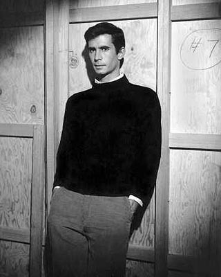 Anthony Perkins on the set of Psycho 1960 
