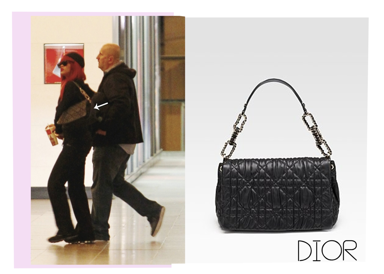 Rihanna spotted in Melborne with a Dior shoulder handbag.