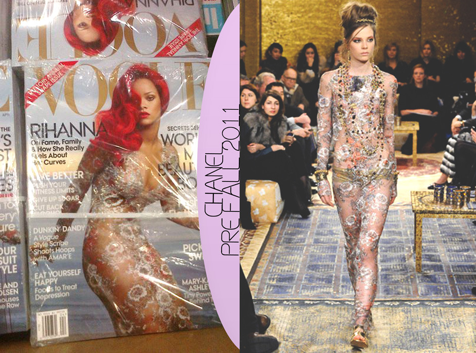Rihanna wore Chanel floral detailed dress for her US Vogue cover.