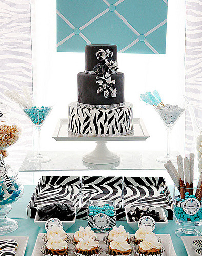 Zebra Tiffany Blue Wedding Cake via nothinbutweddings 