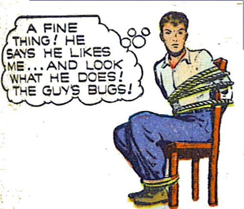 comicallyvintage: Dating tip: Sometimes being tied-up is a sign that a relationship just wasn&#8217;t meant to be.