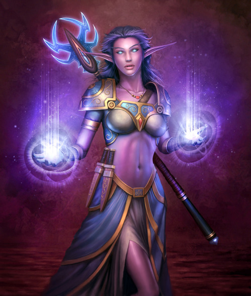 world of warcraft night elf art. (via Warcraft Priestess by