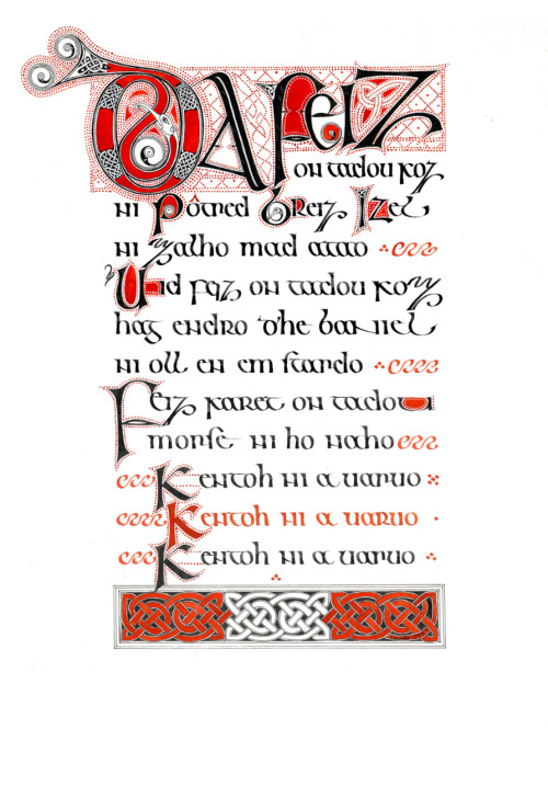 The national hymn anthem of Brittany with celtic script based imperfectly