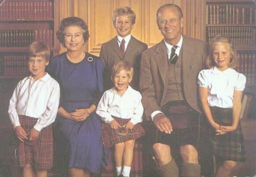Queen Elizabeth and Prince Philip with their grandchildren Prince William 