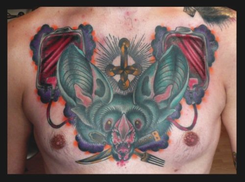 Bat chest tattoo by ALexandre