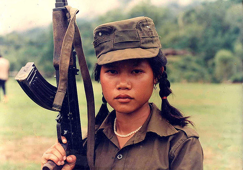 myanmar girl photo. Girl soldier in Myanmar.