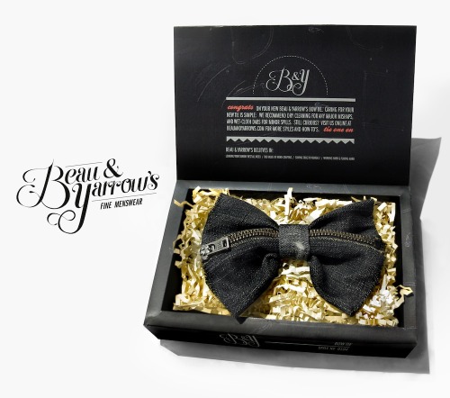 heykyle:

Packaging Design final, for my made-up bow tie boutique, Beau & Yarrow’s.

thebomb.com