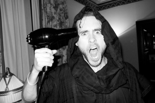 Jared blow drying his hair!