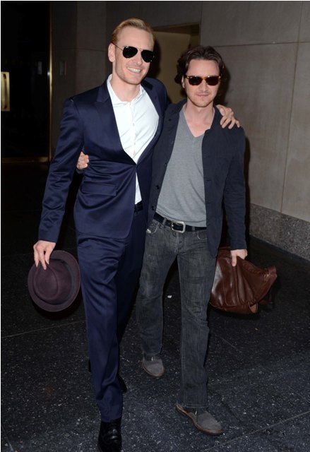 chelebelleslair James McAvoy and Michael Fassbender arriving at The Today