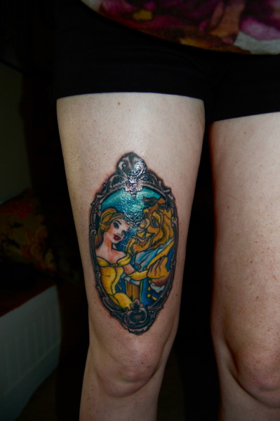 beauty the beast done at electric soul tattoo by allie palmdale